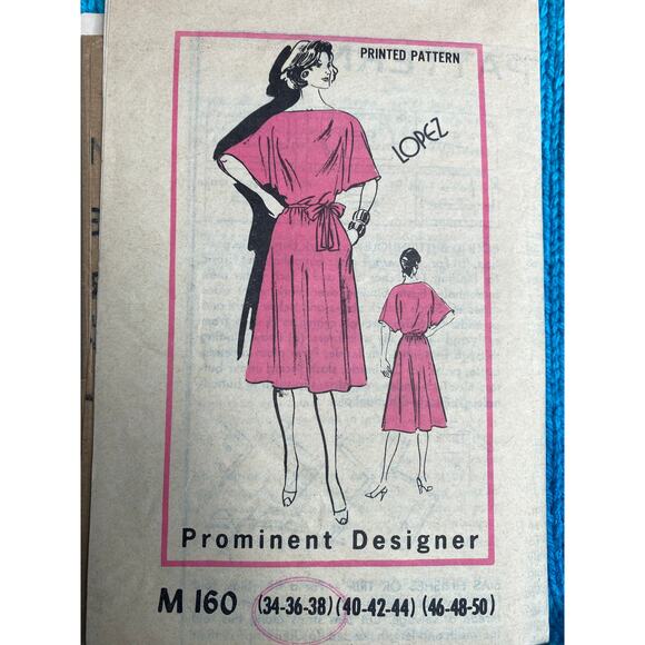 Prominent Designer M 160 Sewing pattern Dress flutter sleeve 1970s size 34 36 38 - Picture 1 of 2